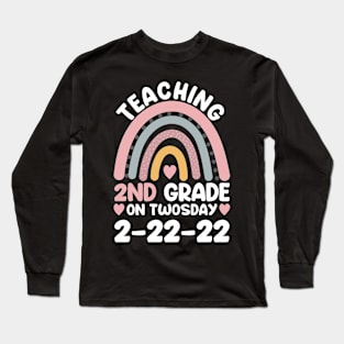 Teaching 2nd Grade on Twosday 2-22-22 Funny Math Teacher Long Sleeve T-Shirt